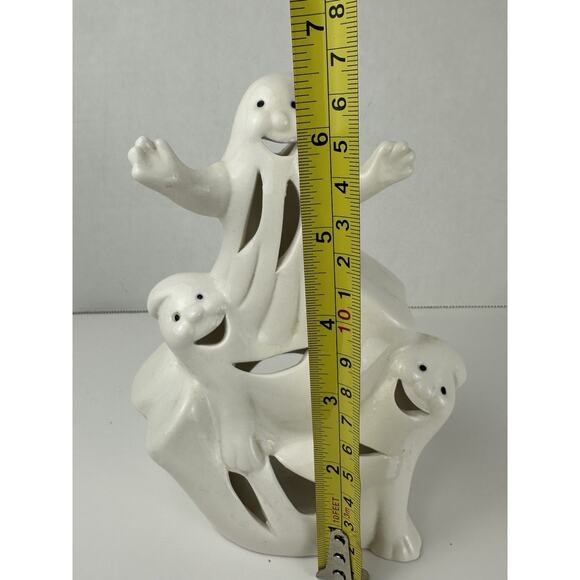 Vtg Ceramic GHOSTS Halloween Candle Holder Figurine Retro Holiday decoration - Picture 4 of 5